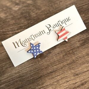 Star Patriotic American Flag Earrings